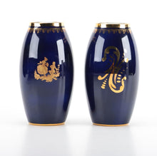 Load image into Gallery viewer, Pair of Gilt and Cobalt Limoges Vases
