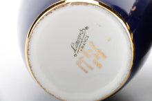 Load image into Gallery viewer, Pair of Gilt and Cobalt Limoges Vases