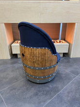 Load image into Gallery viewer, Dark Navy Blue Wine Barrel Poker Set with Removable Dining Top - Game Table & Barrel Chair - Wine Barrel Table for Dining and Poker