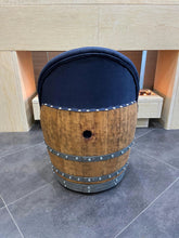 Load image into Gallery viewer, Dark Navy Blue Wine Barrel Poker Set with Removable Dining Top - Game Table & Barrel Chair - Wine Barrel Table for Dining and Poker