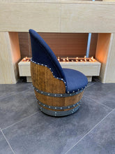 Load image into Gallery viewer, Dark Navy Blue Wine Barrel Poker Set with Removable Dining Top - Game Table & Barrel Chair - Wine Barrel Table for Dining and Poker