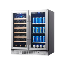 Load image into Gallery viewer, 30-inch Combination Beer and Wine Cooler with Low-E Glass Door