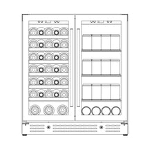 Load image into Gallery viewer, 30-inch Combination Beer and Wine Cooler with Low-E Glass Door