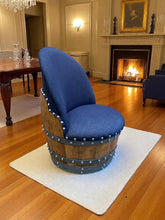 Load image into Gallery viewer, Dark Navy Blue Wine Barrel Poker Set with Removable Dining Top - Game Table & Barrel Chair - Wine Barrel Table for Dining and Poker