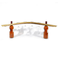 Load image into Gallery viewer, Wine Barrel Stave 4-Glass Stemware Bridge Display - Unique Wine Accessories &amp; Gifts - Whiskey Barrel Furniture Decor
