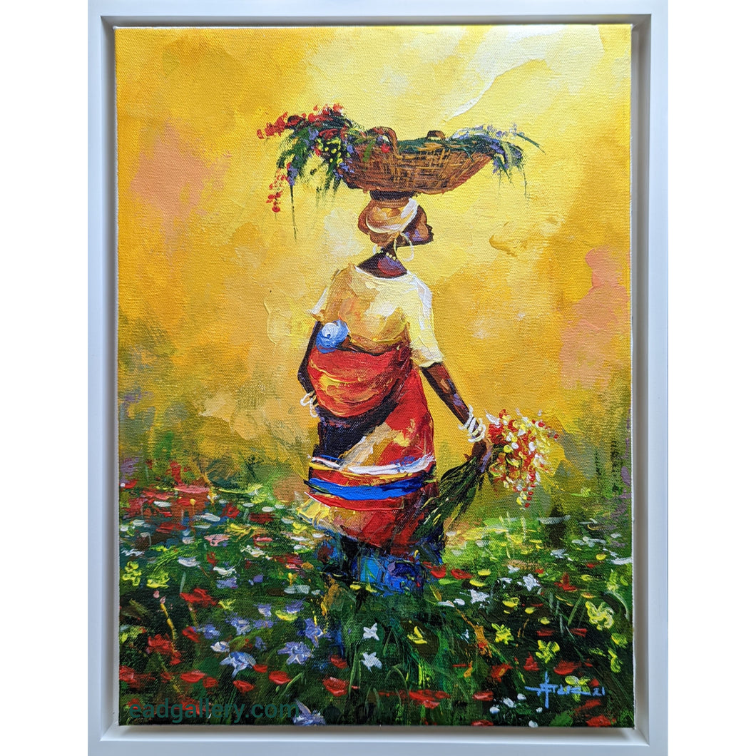 Mother and Child in a Flower Field by Patrick Gono (Liberia)